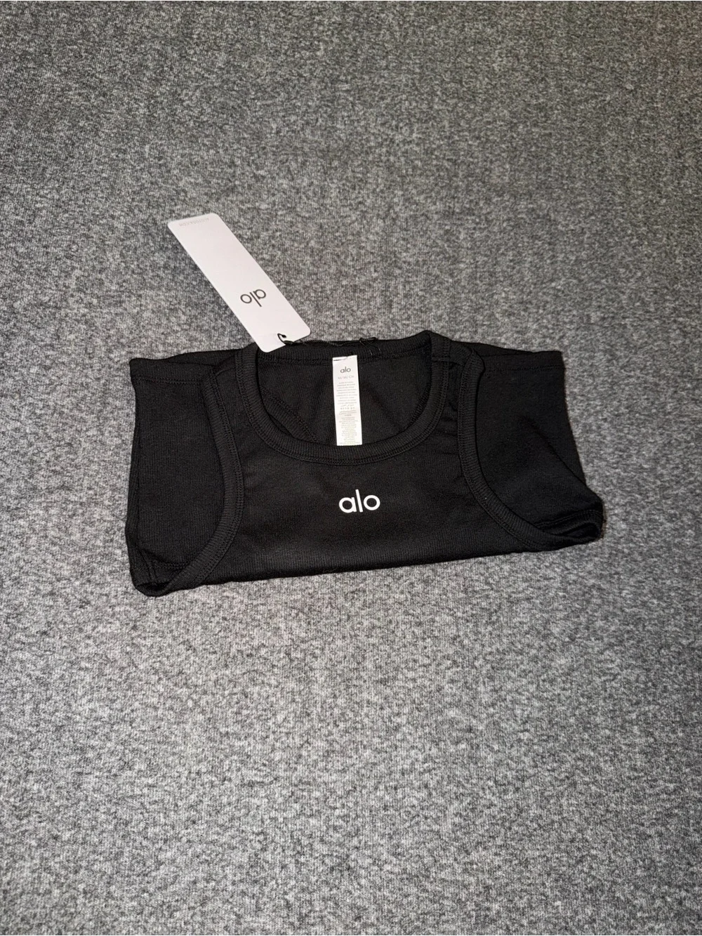 ALO Yoga Black Ribbed Crop Tank